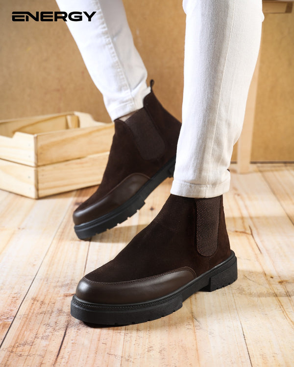 هاف بوت جلد طبيعي شمواة مطعم جلد Z2015